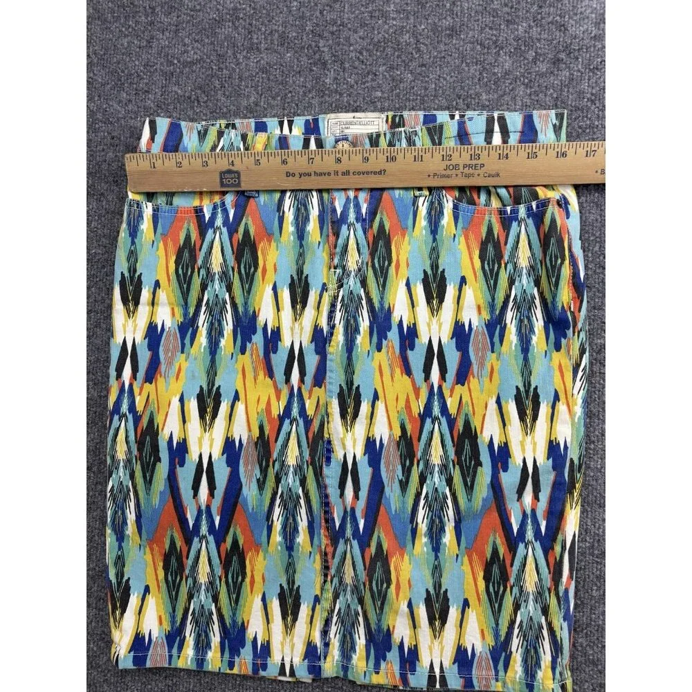 Current Elliott Skirt Womens‎ 29 Multi Color Stiletto Pencil Ikat Denim Print